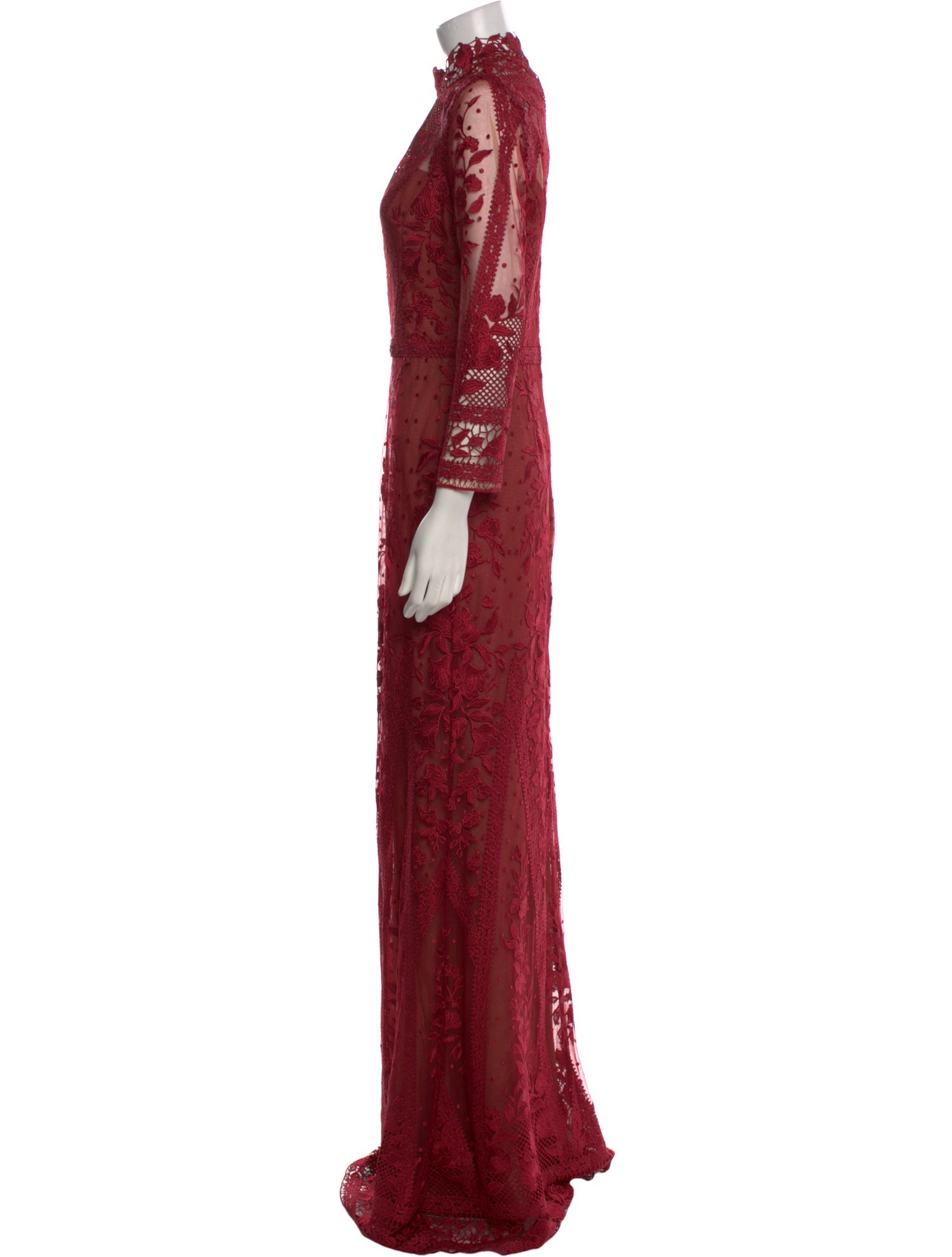 Marchesa Notte Lace Pattern Long Dress