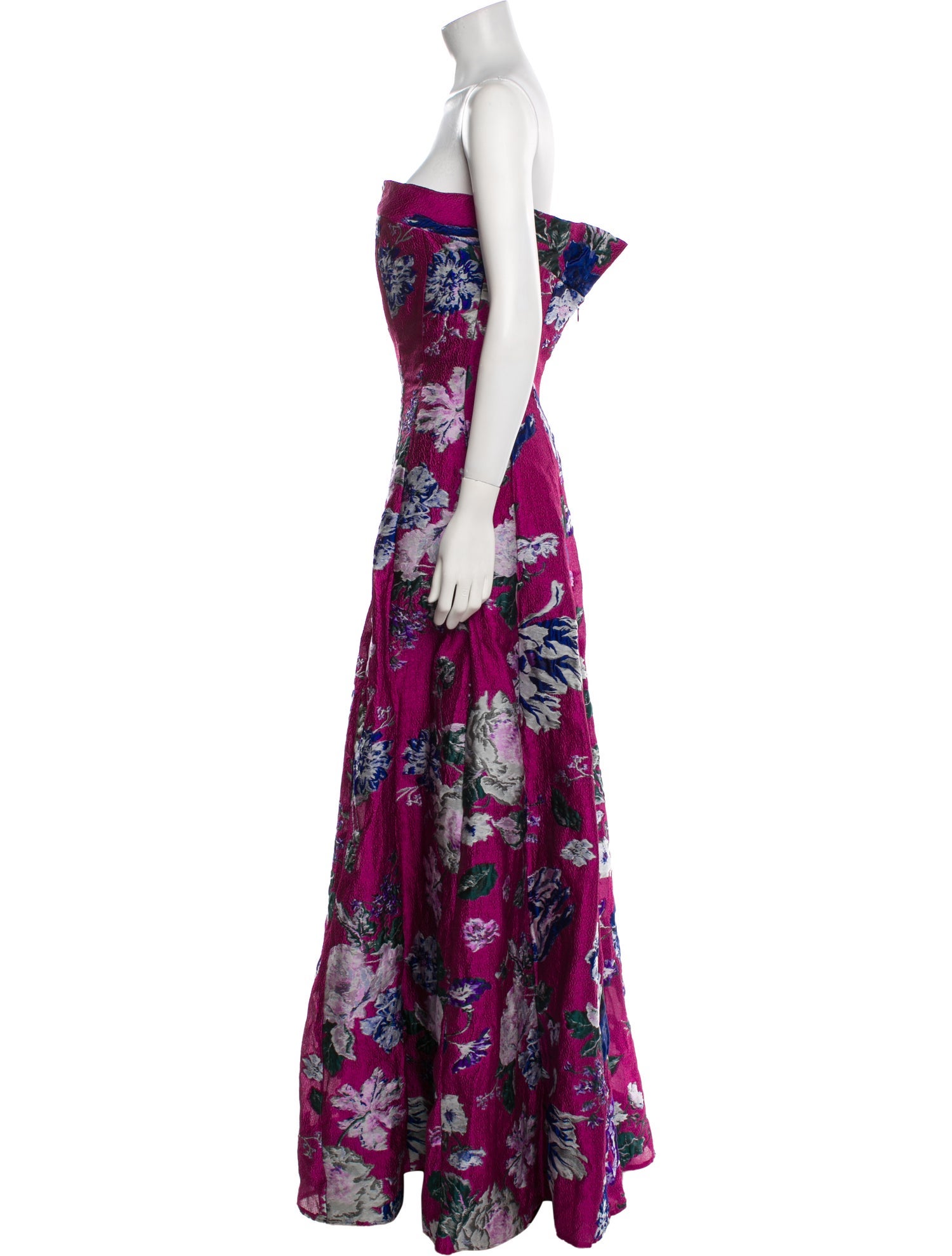 Marchesa Notte Floral Print Long Dress