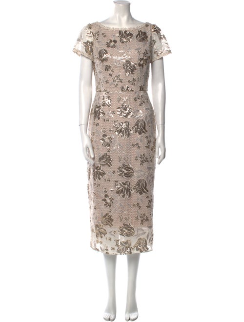 Marchesa Notte Floral Print Midi Length Dress