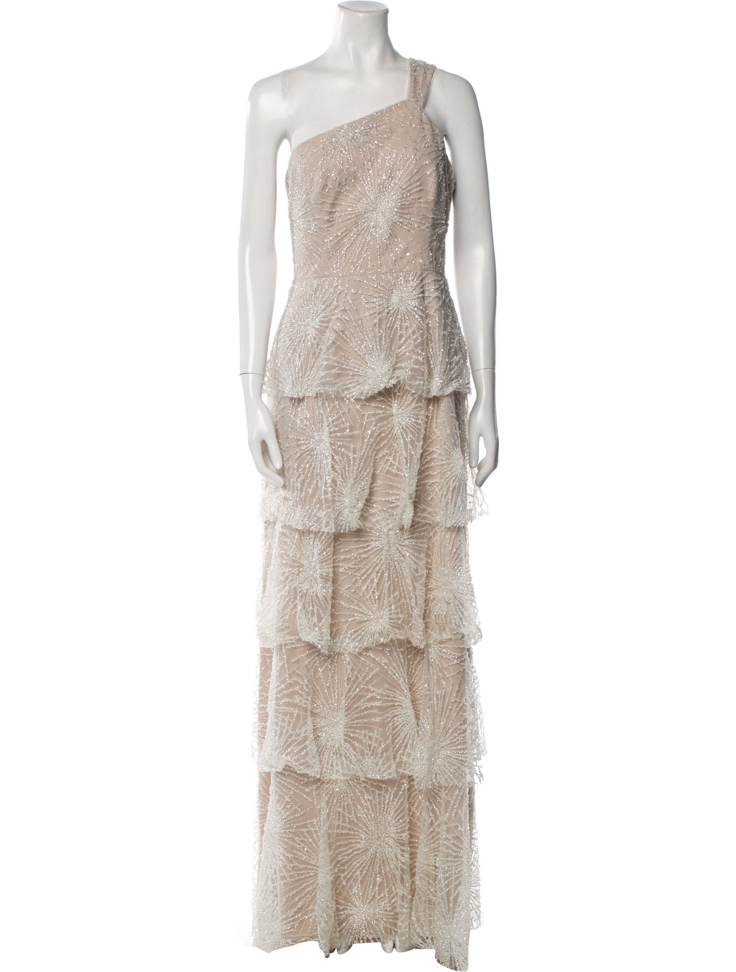 Marchesa Notte Lace Pattern Long Dress