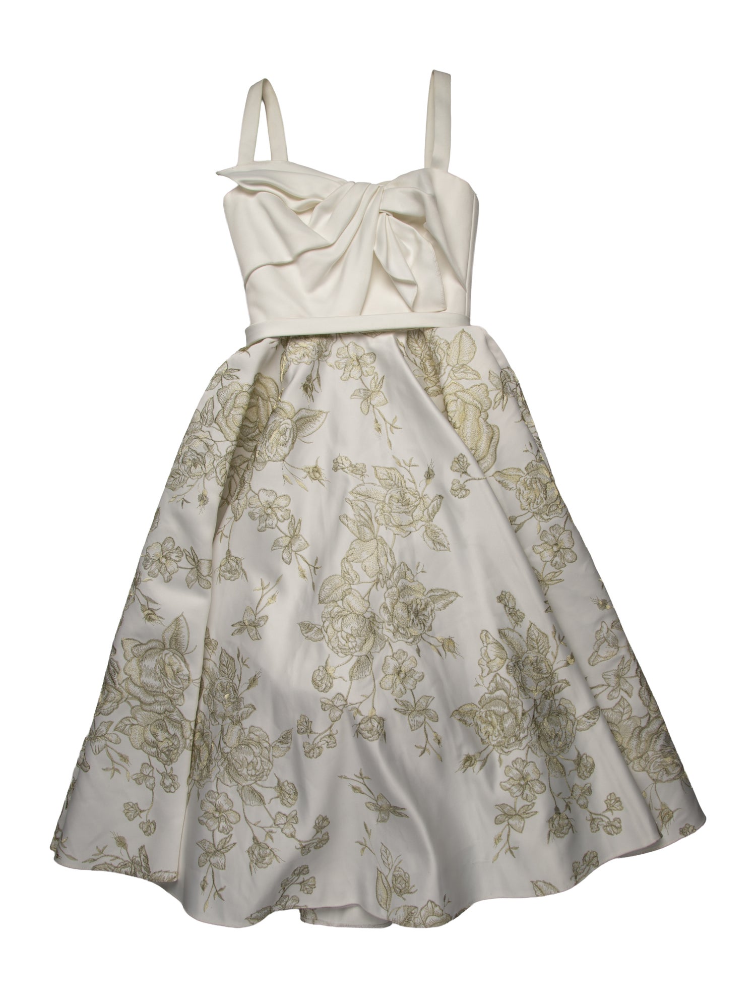 Marchesa Notte Floral Print Midi Length Dress