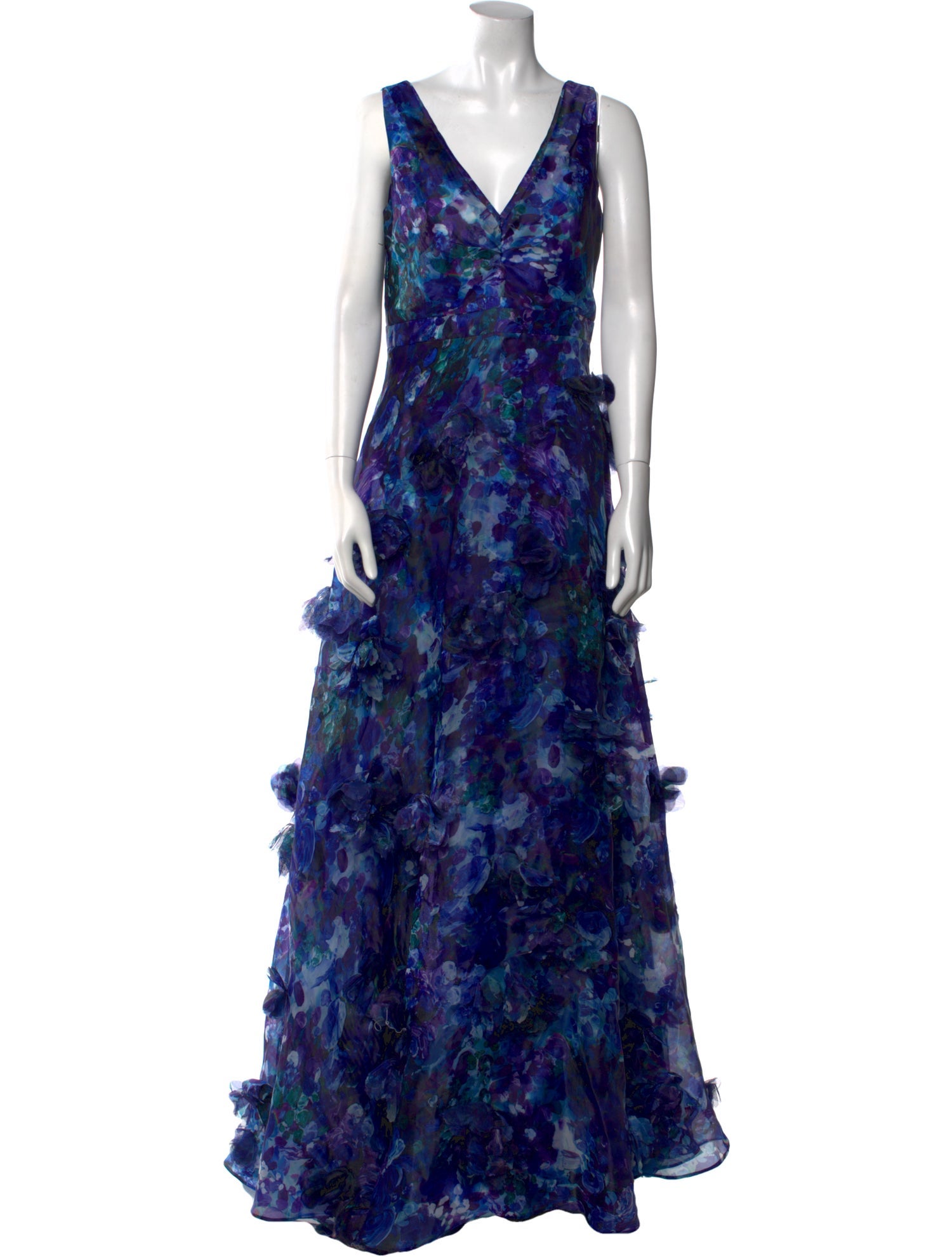 Marchesa Notte Floral Print Long Dress
