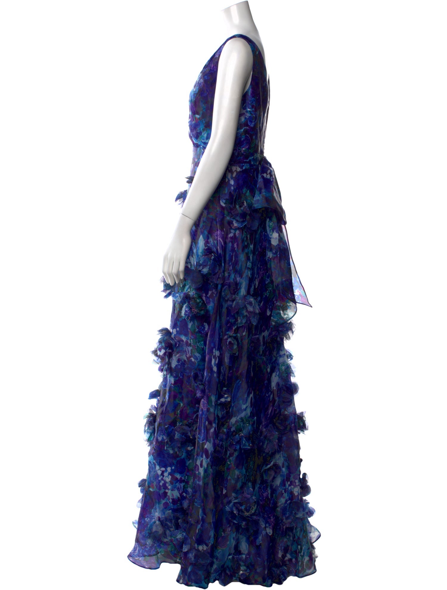 Marchesa Notte Floral Print Long Dress