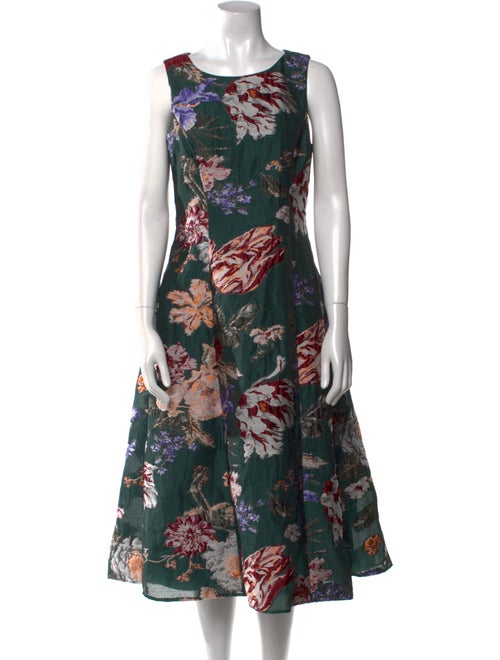 Marchesa Notte Floral Print Midi Length Dress