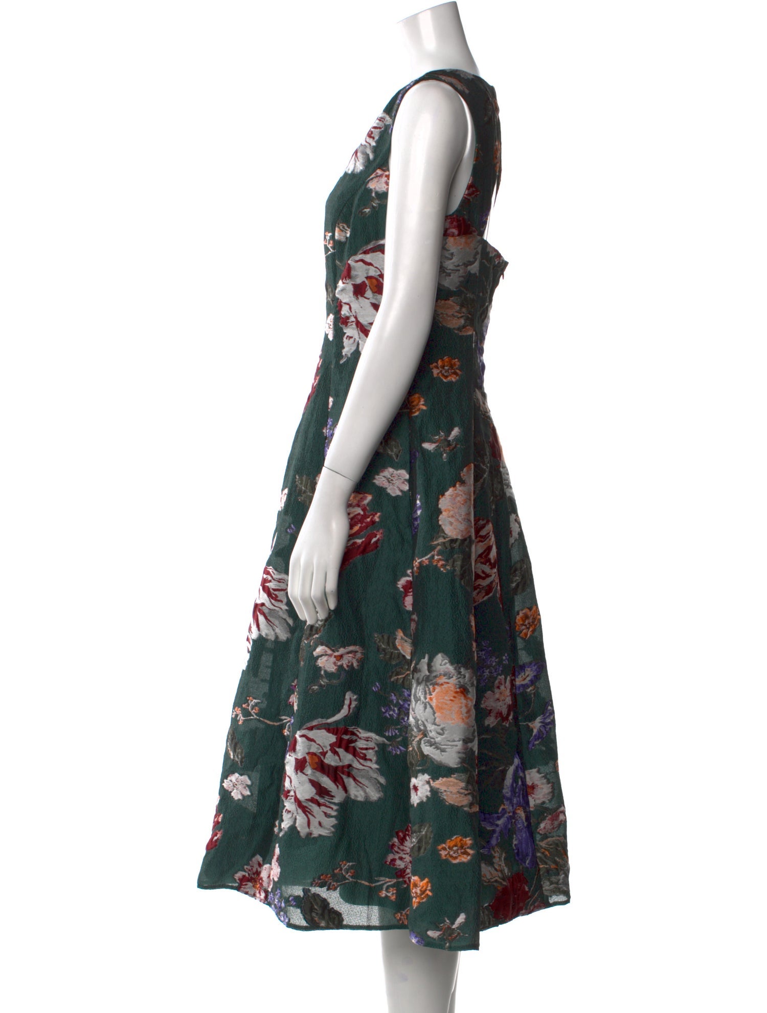 Marchesa Notte Floral Print Midi Length Dress