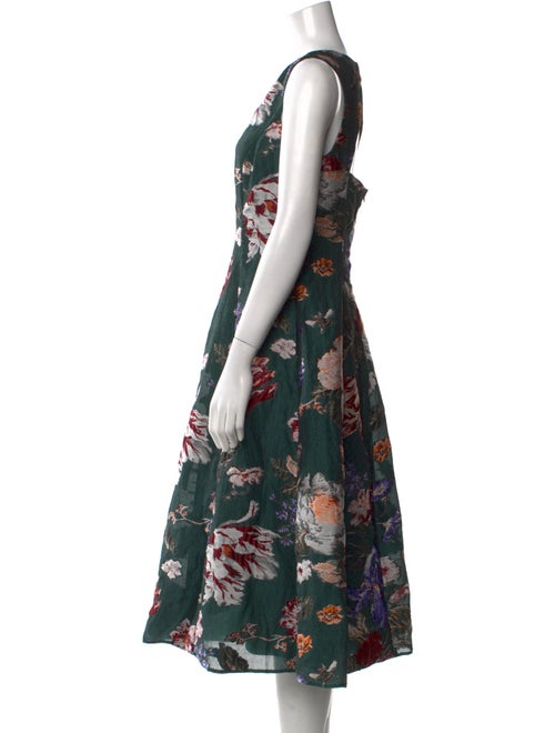 Marchesa Notte Floral Print Midi Length Dress