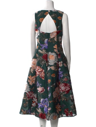 Marchesa Notte Floral Print Midi Length Dress