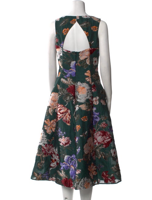 Marchesa Notte Floral Print Midi Length Dress