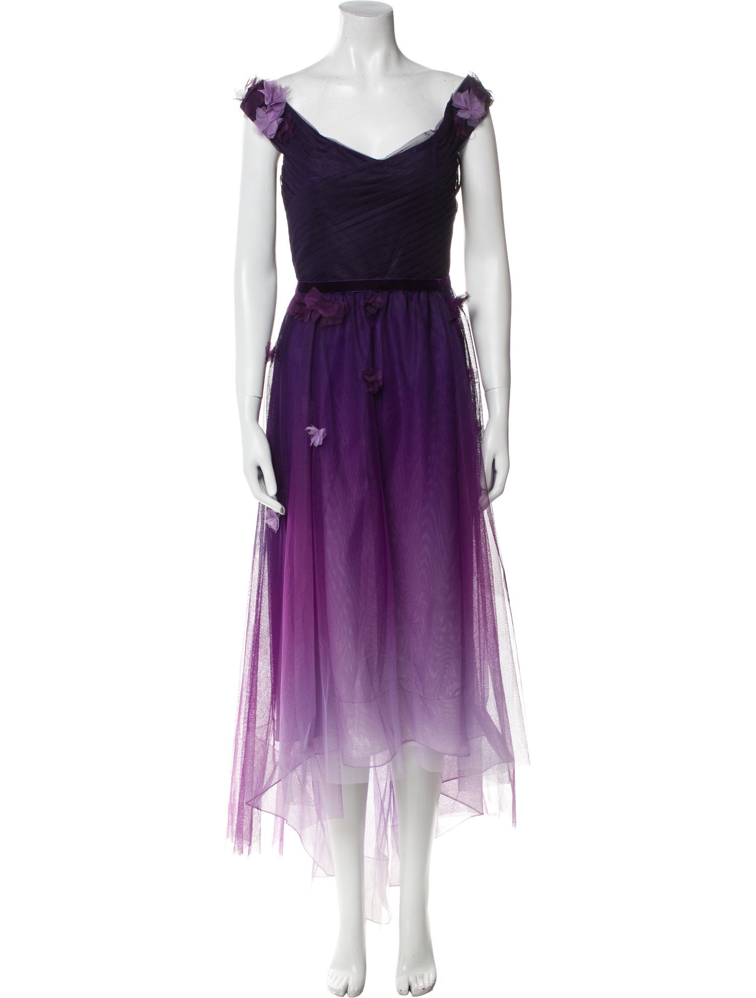 Marchesa Notte V-Neck Long Dress