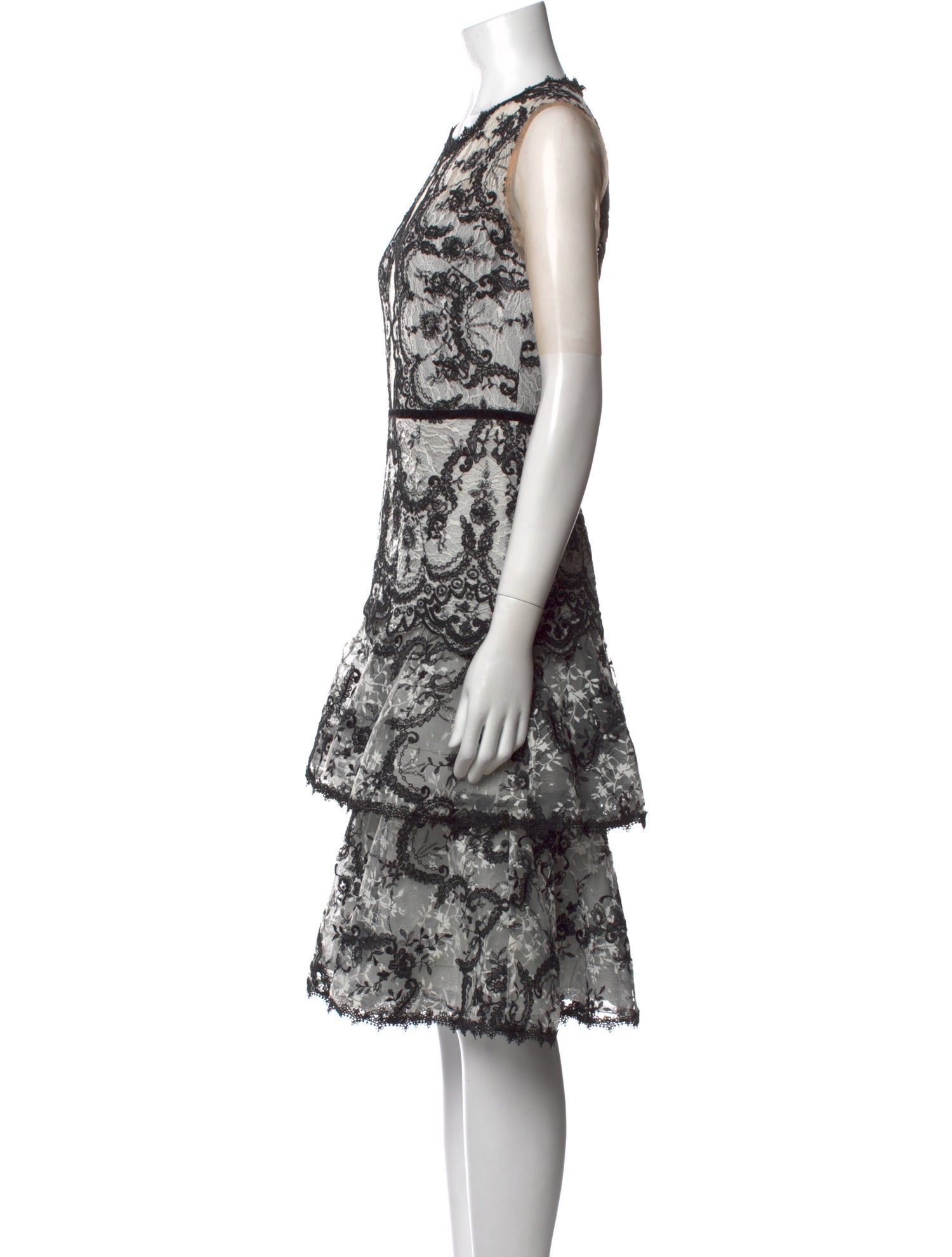 Marchesa Notte Lace Pattern Midi Length Dress