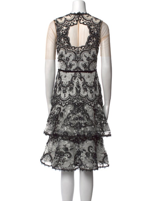 Marchesa Notte Lace Pattern Midi Length Dress