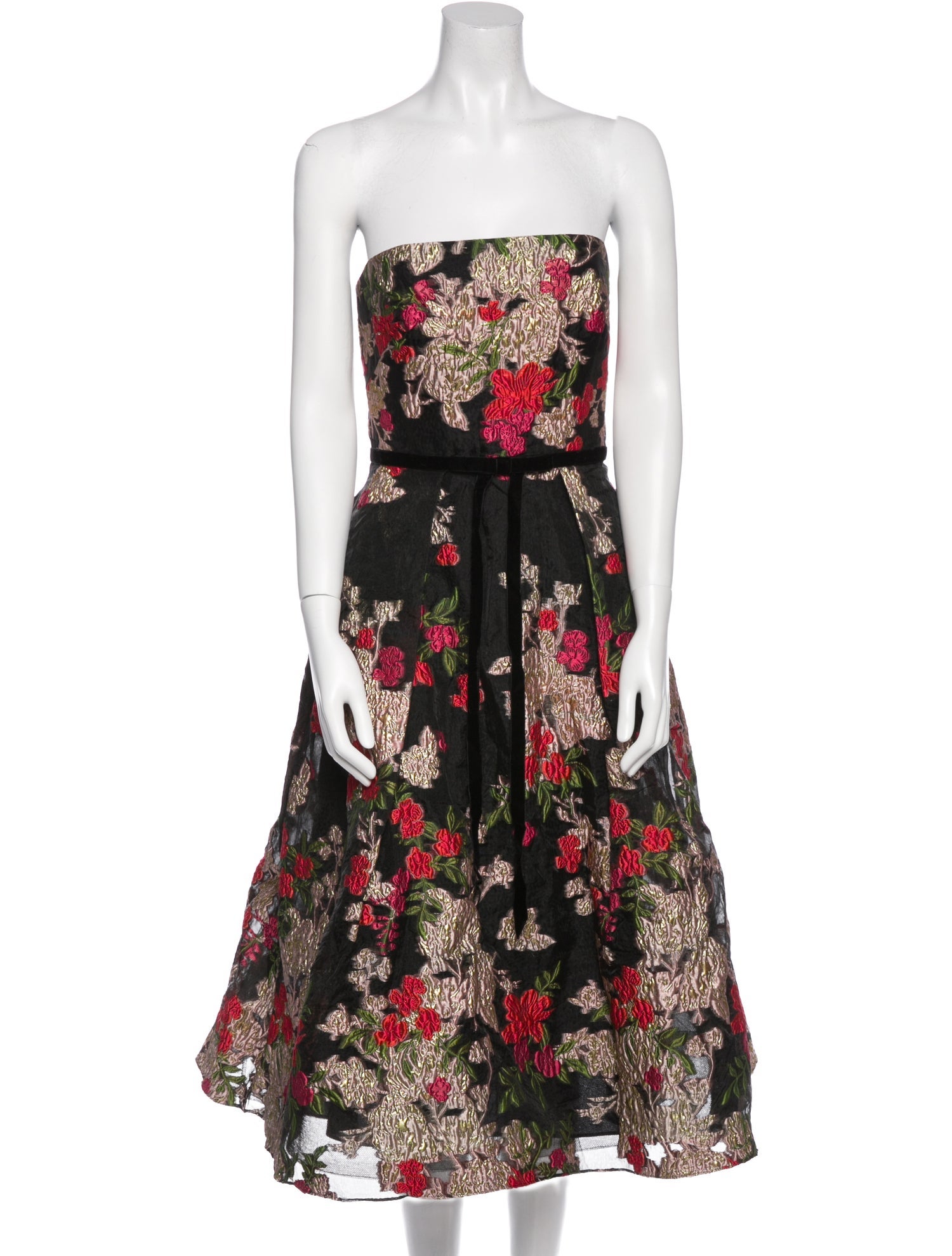 Marchesa Notte Floral Print Knee-Length Dress