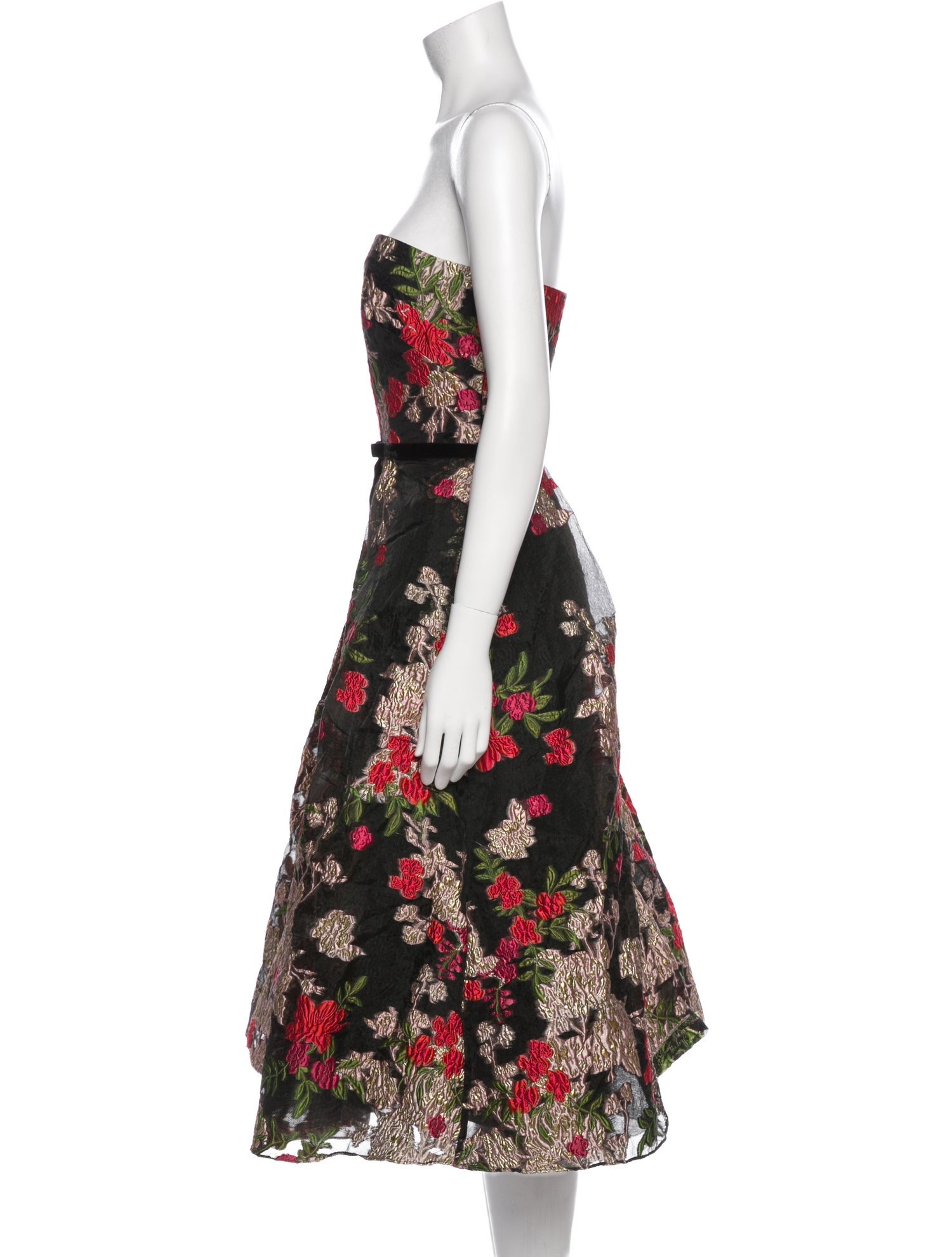 Marchesa Notte Floral Print Knee-Length Dress