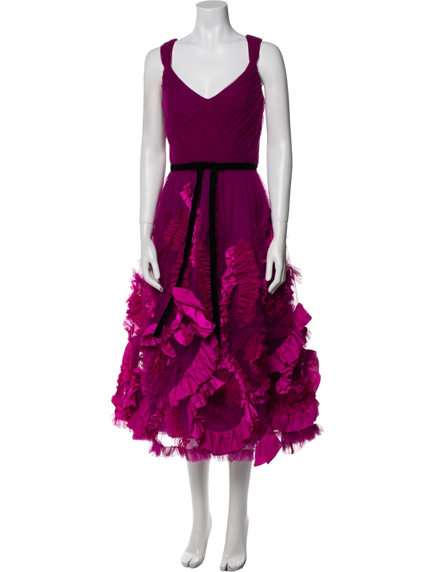 Marchesa Notte V-Neck Midi Length Dress w/ Tags