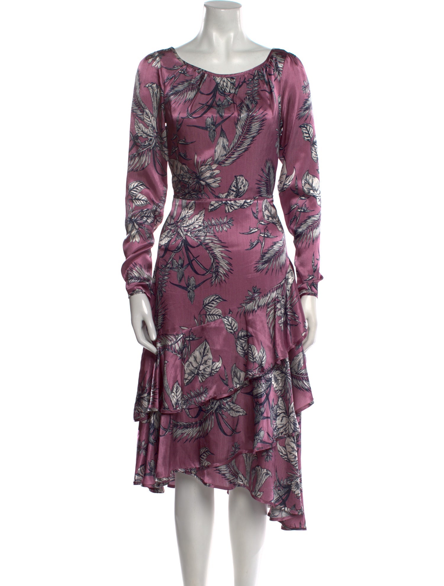 Marchesa Notte Floral Print Midi Length Dress