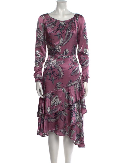 Marchesa Notte Floral Print Midi Length Dress