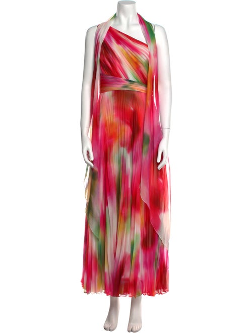 Marchesa Notte Tie-Dye Print Long Dress
