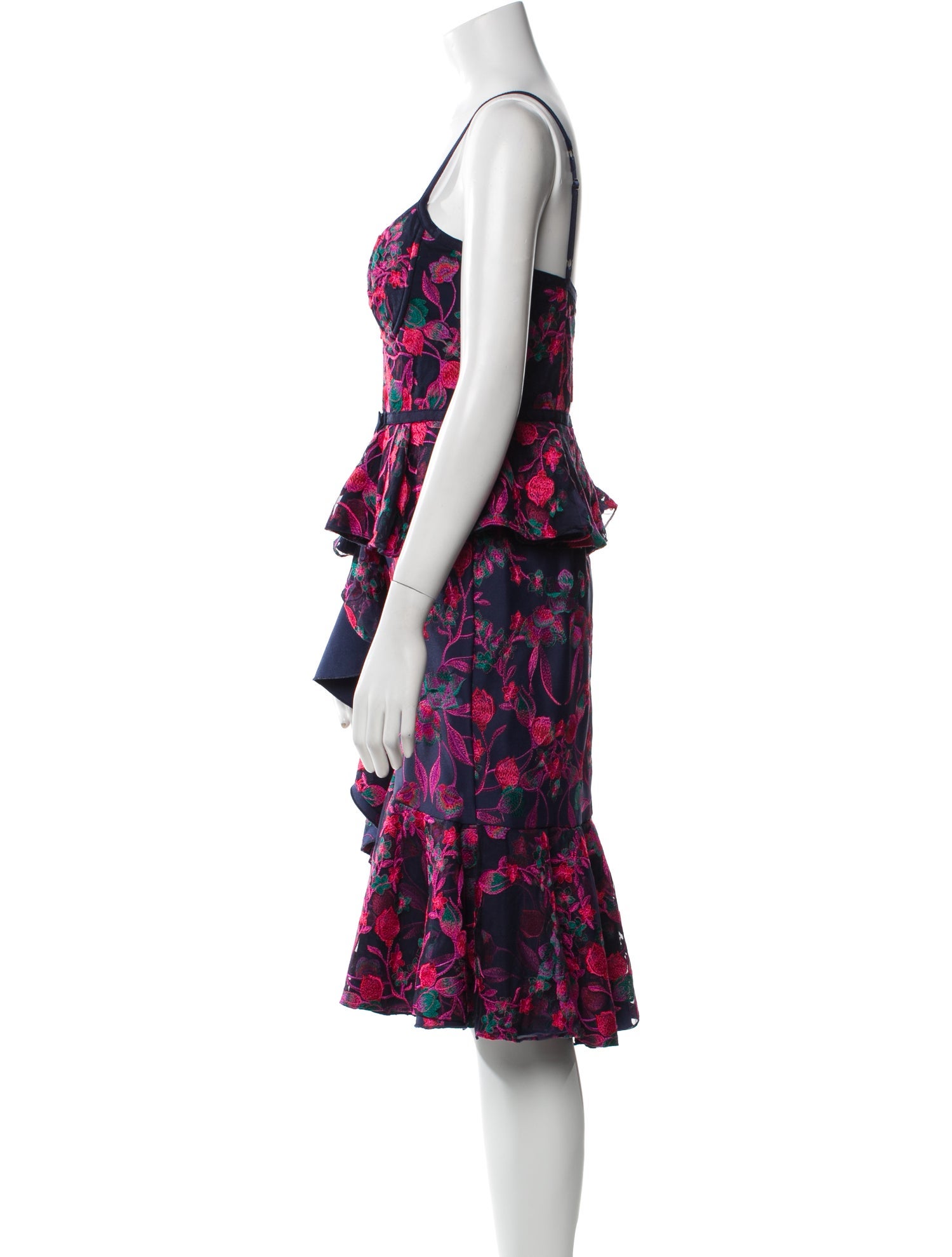 Marchesa Notte Floral Print Knee-Length Dress