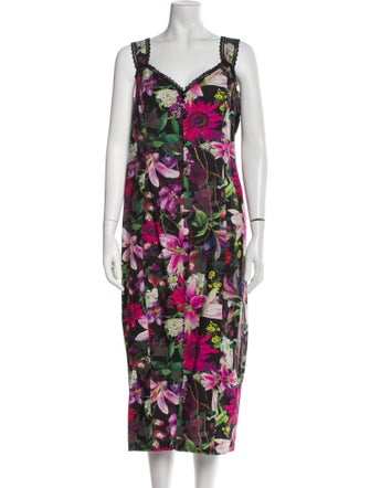 Marchesa Notte Floral Print Long Dress