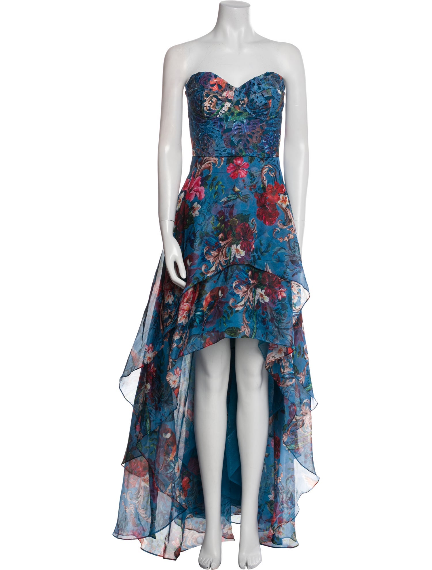 Marchesa Notte Floral Print Long Dress w/ Tags