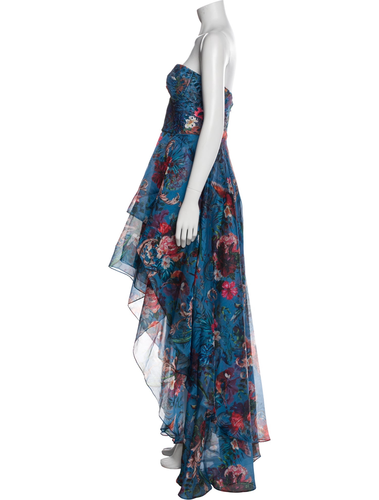 Marchesa Notte Floral Print Long Dress w/ Tags