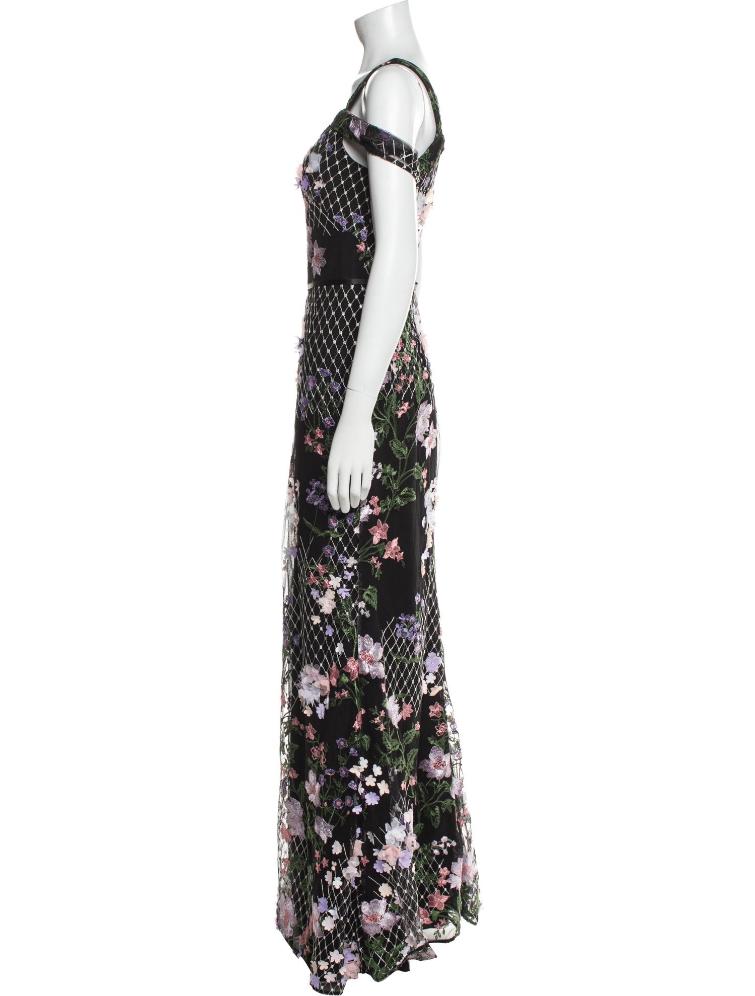 Marchesa Notte Floral Print Long Dress