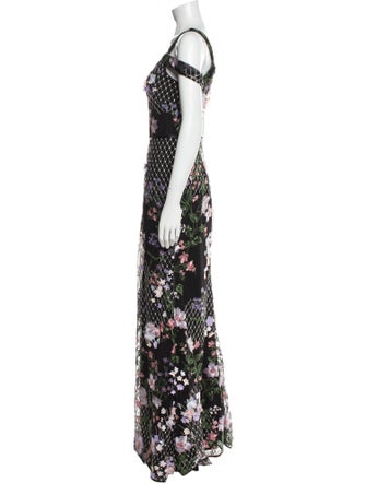 Marchesa Notte Floral Print Long Dress