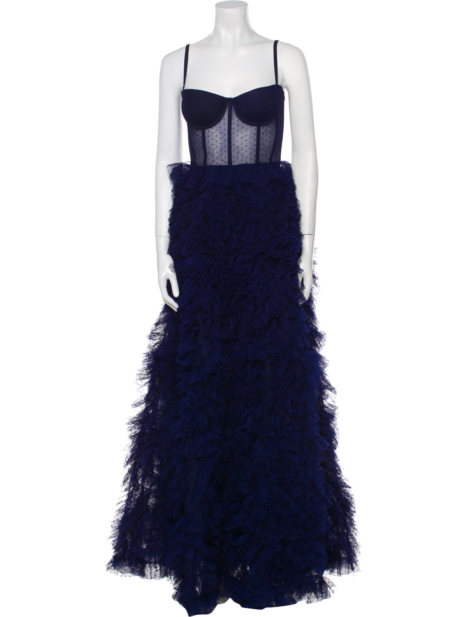 Marchesa Notte Lace Pattern Long Dress