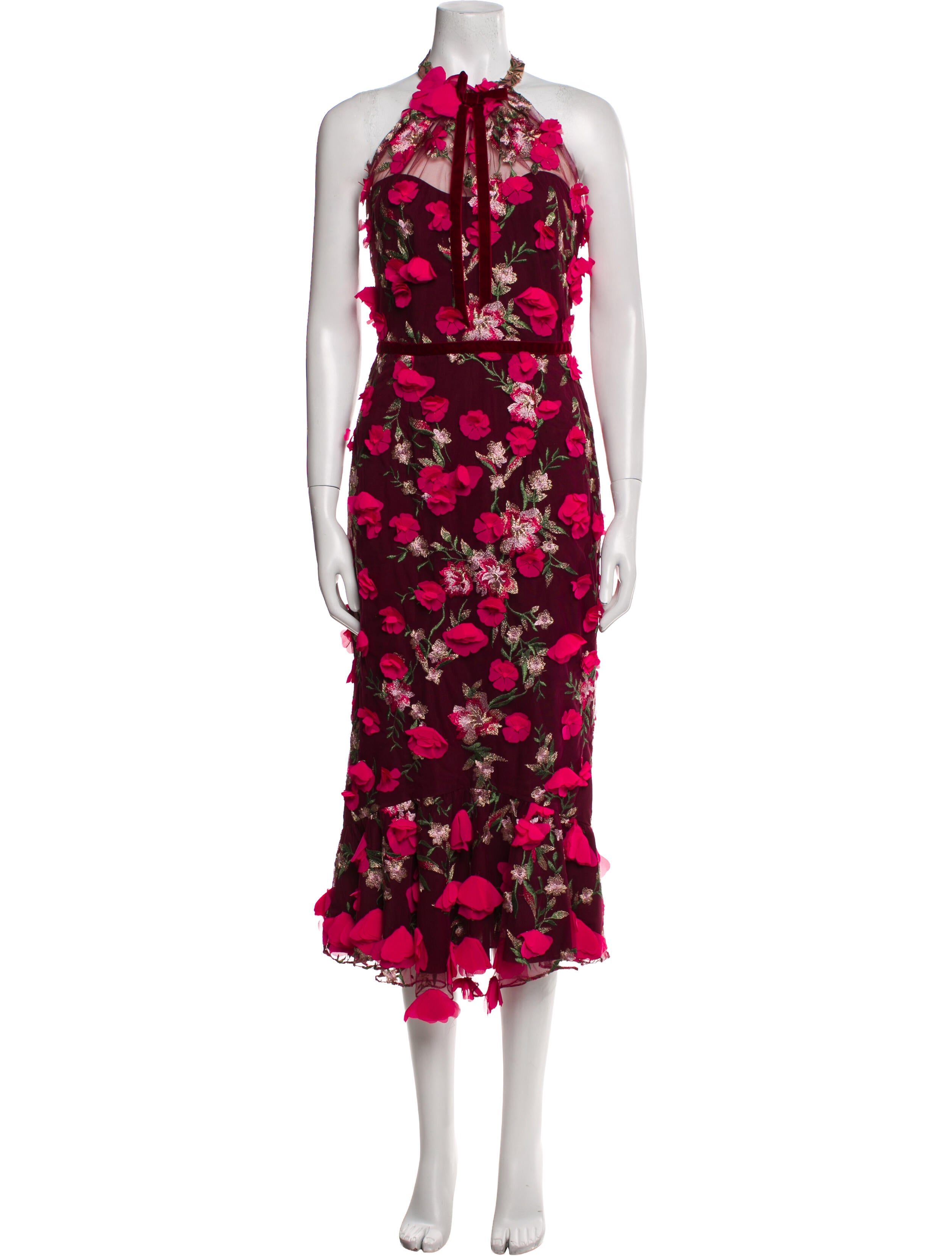 Marchesa Notte Floral Print Long Dress