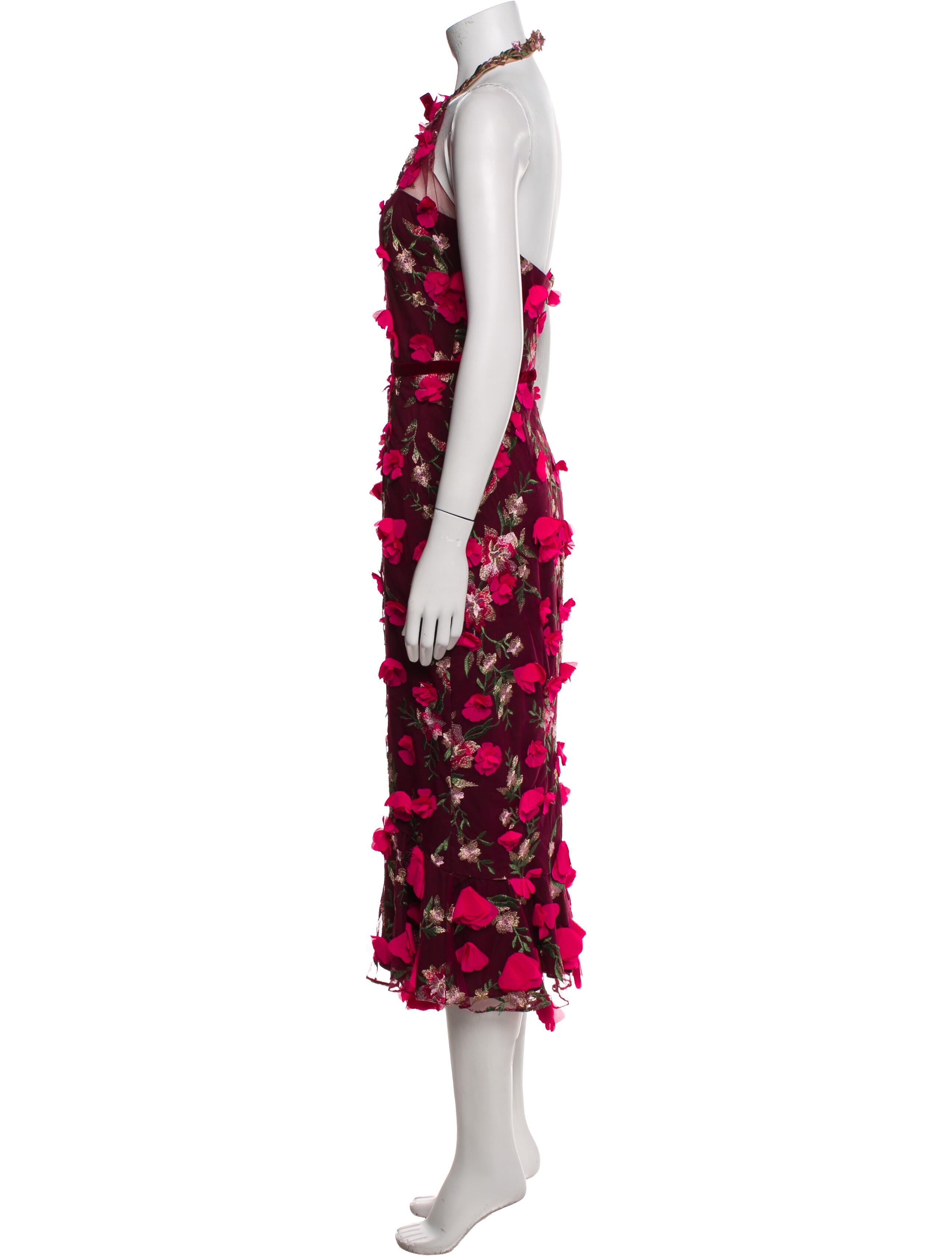 Marchesa Notte Floral Print Long Dress