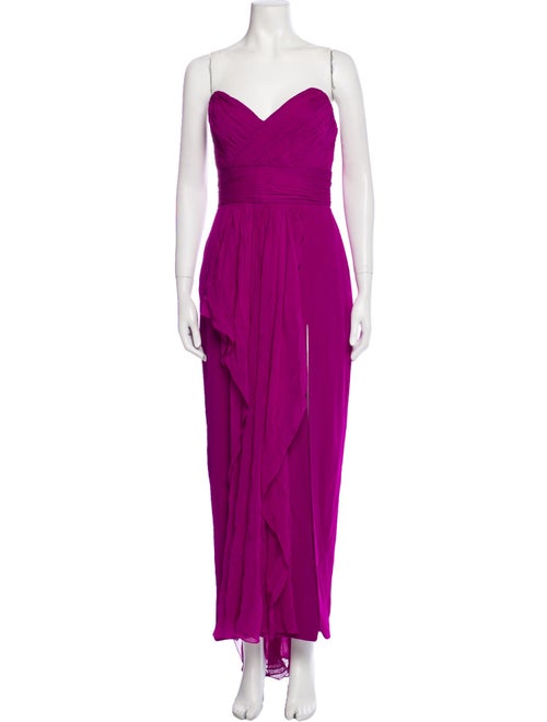 Marchesa Notte Silk Midi Length Dress