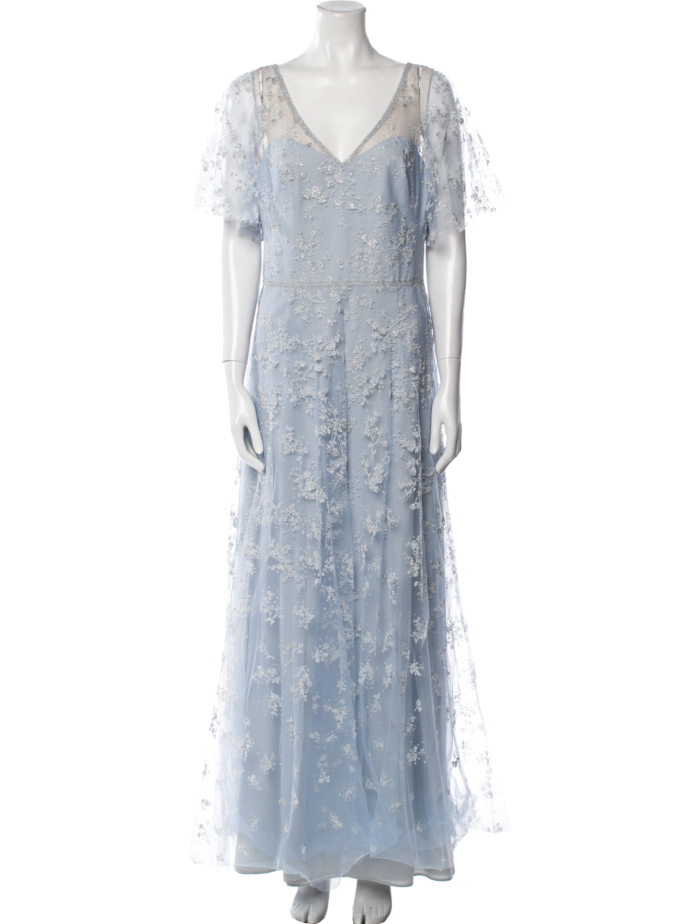 Marchesa Notte V-Neck Long Dress