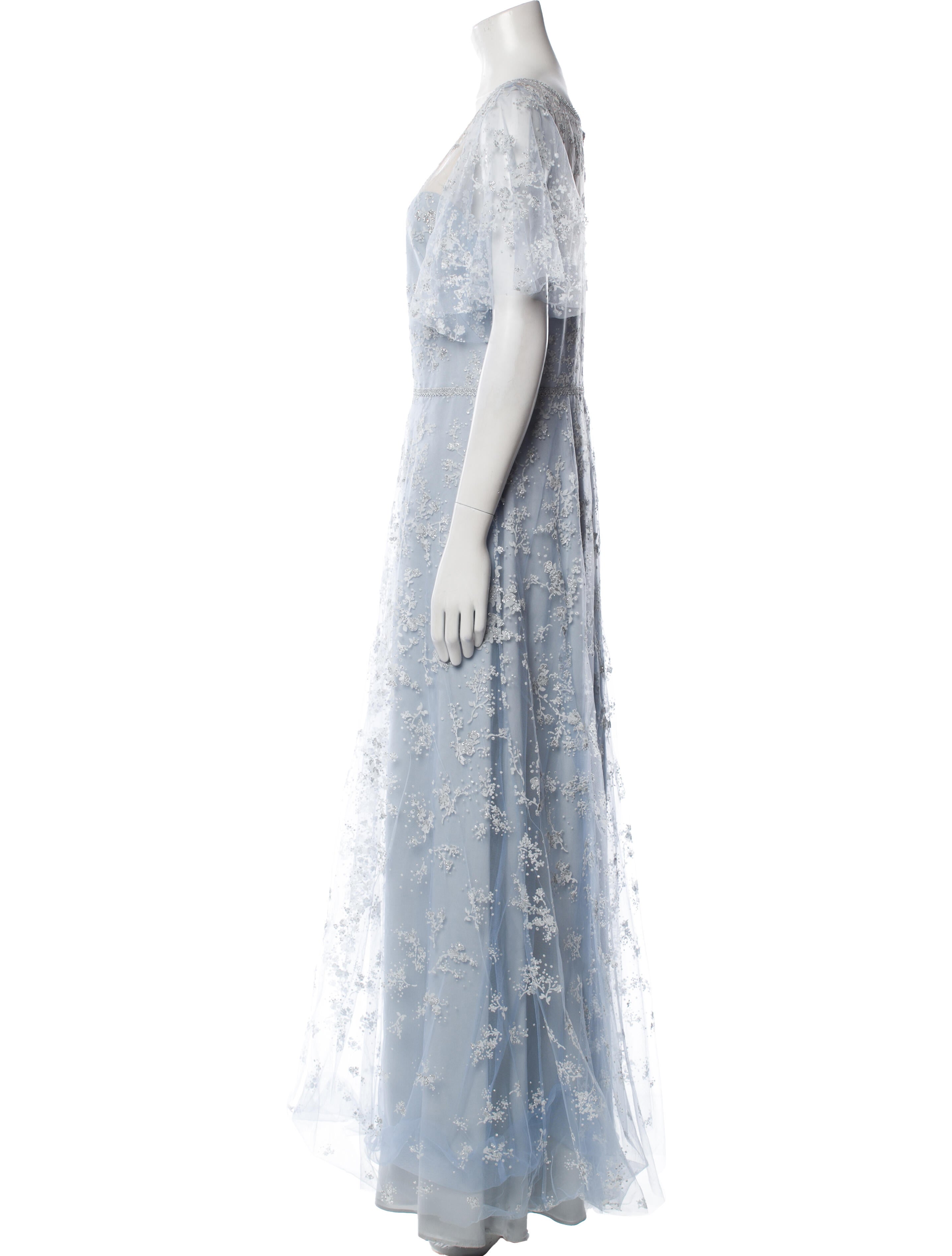 Marchesa Notte V-Neck Long Dress