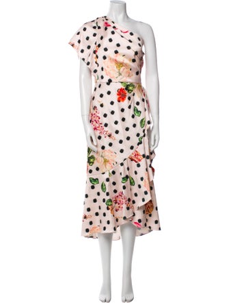 Marchesa Notte Polka Dot Print Long Dress