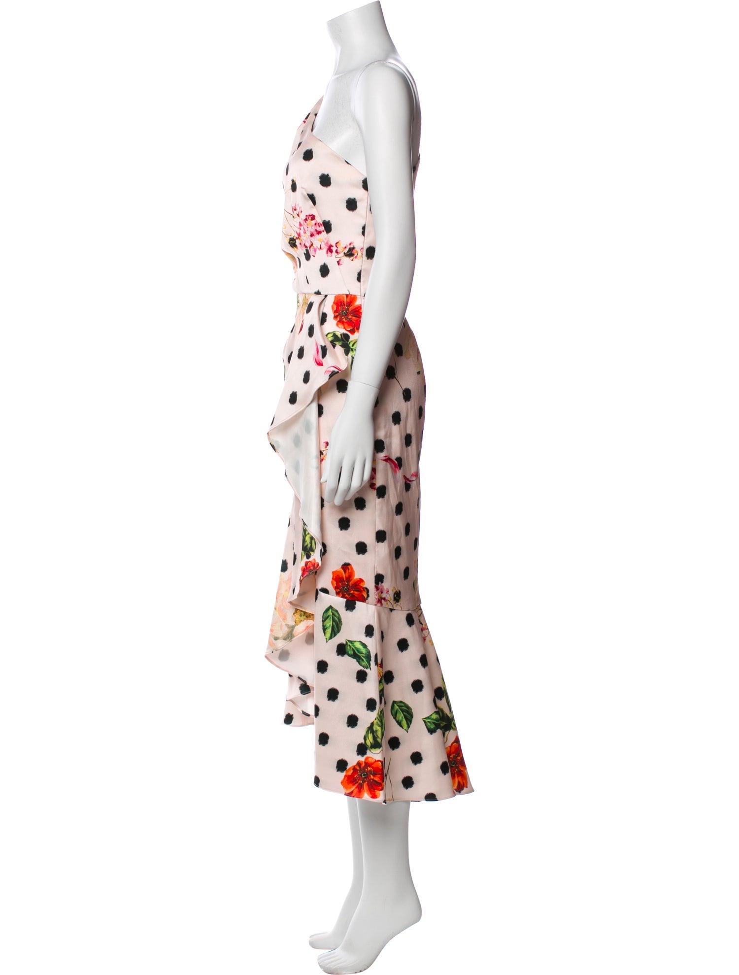 Marchesa Notte Polka Dot Print Long Dress