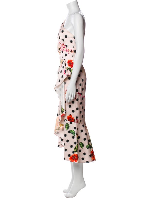 Marchesa Notte Polka Dot Print Long Dress