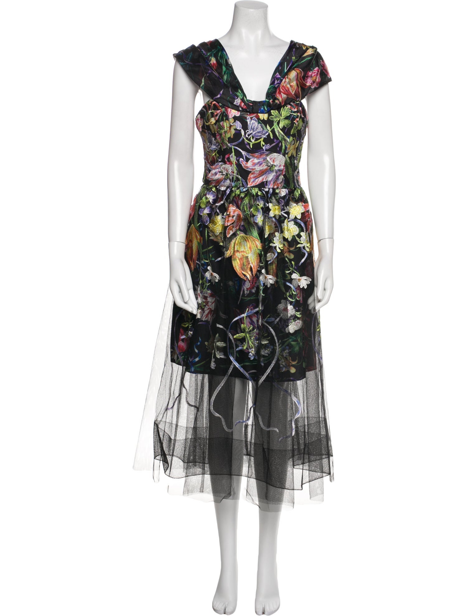 Marchesa Notte Floral Print Knee-Length Dress w/ Tags