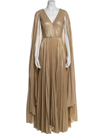 Marchesa Notte V-Neck Long Dress