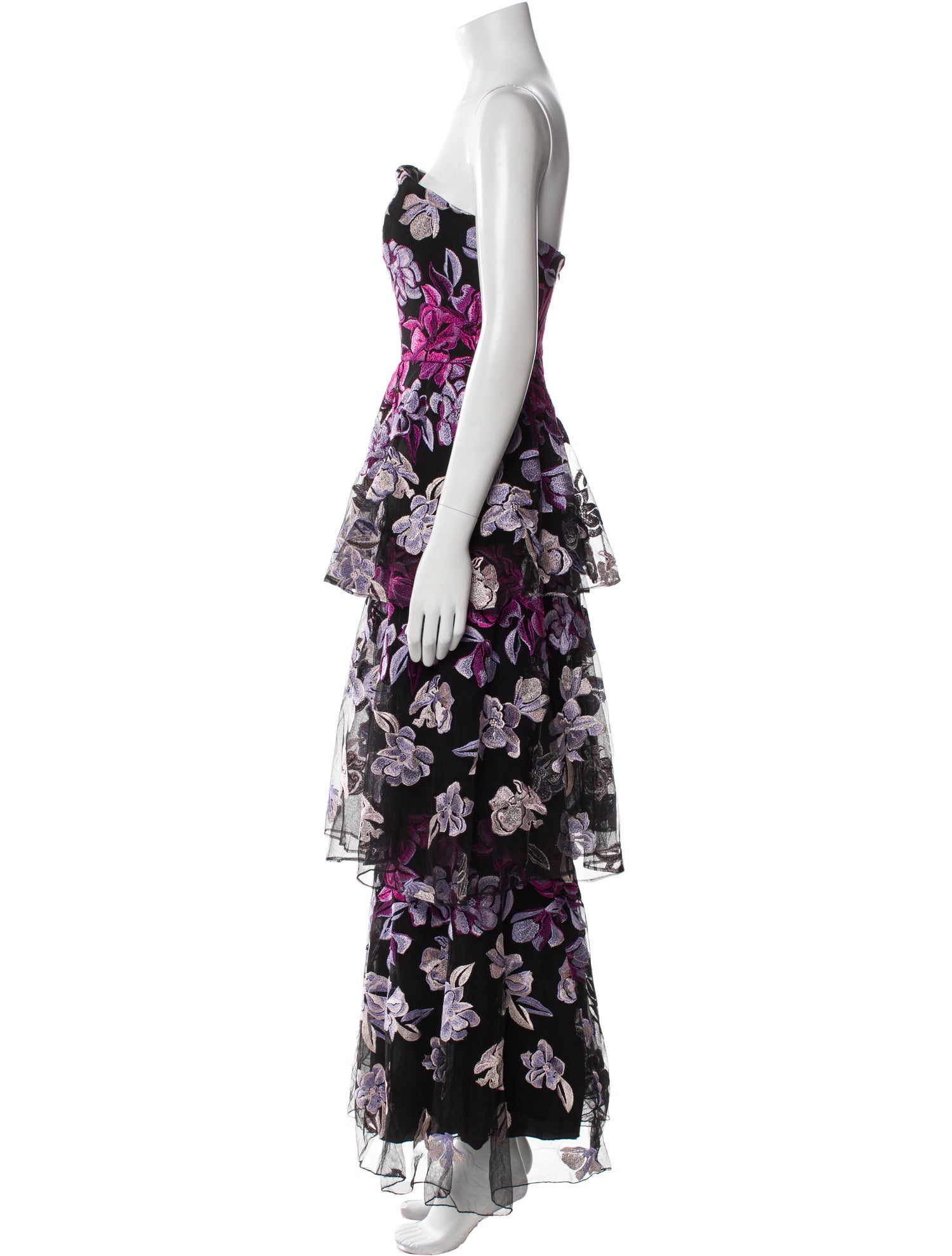 Marchesa Notte Floral Print Long Dress