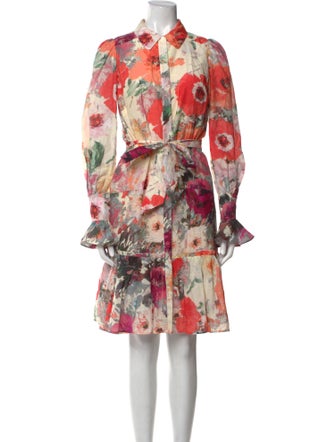 Marchesa Notte Floral Print Knee-Length Dress