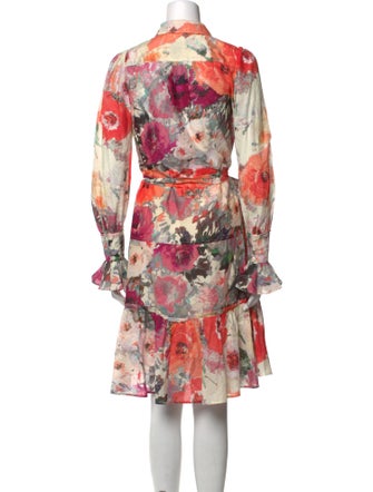 Marchesa Notte Floral Print Knee-Length Dress