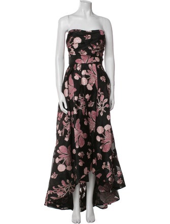Marchesa Notte Floral Print Long Dress
