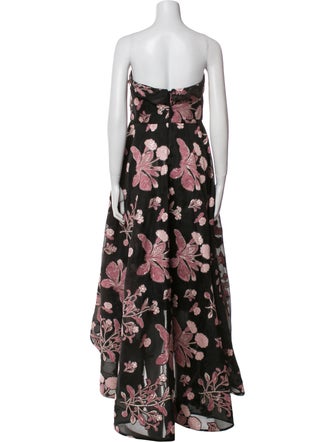 Marchesa Notte Floral Print Long Dress