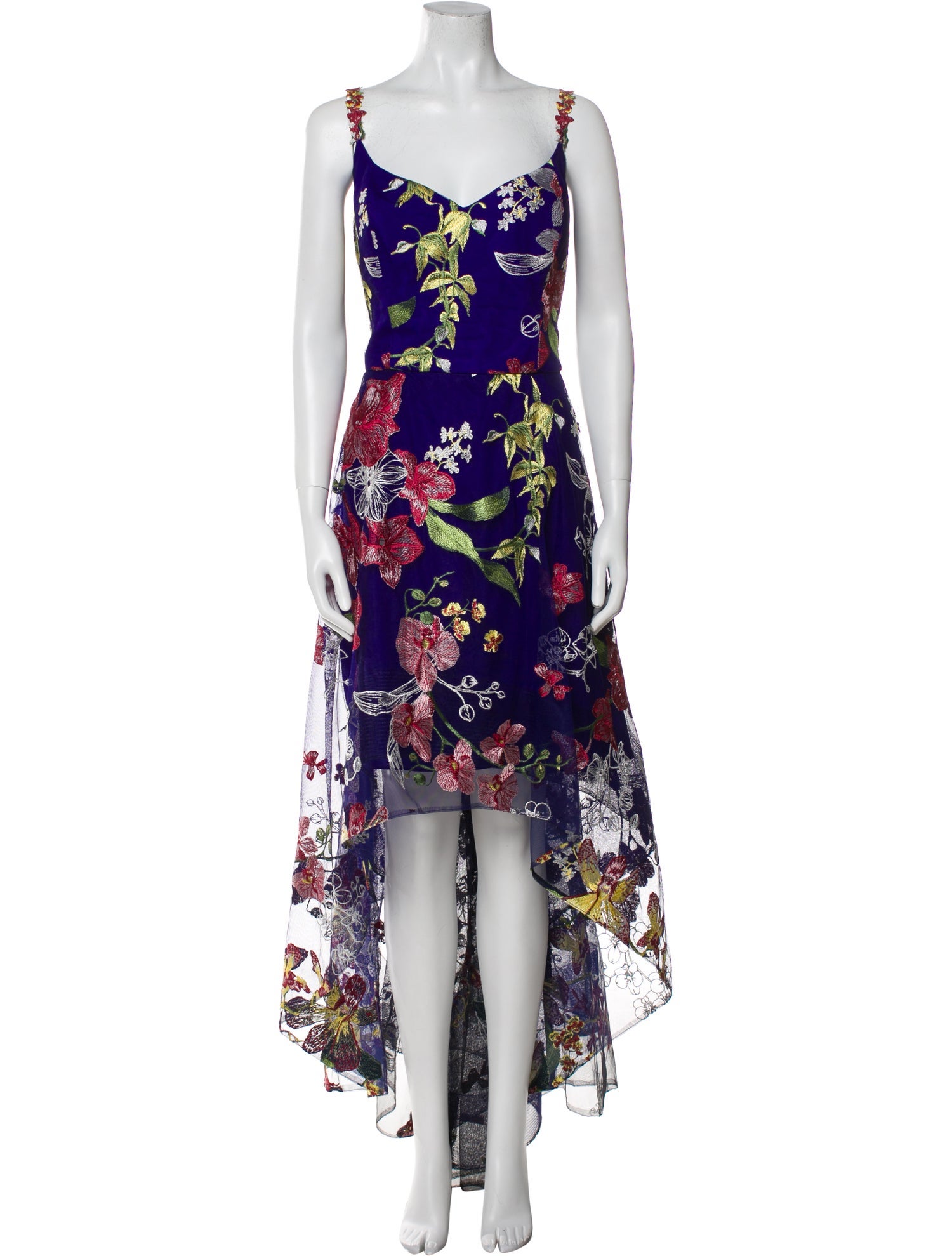 Marchesa Notte Floral Print Long Dress