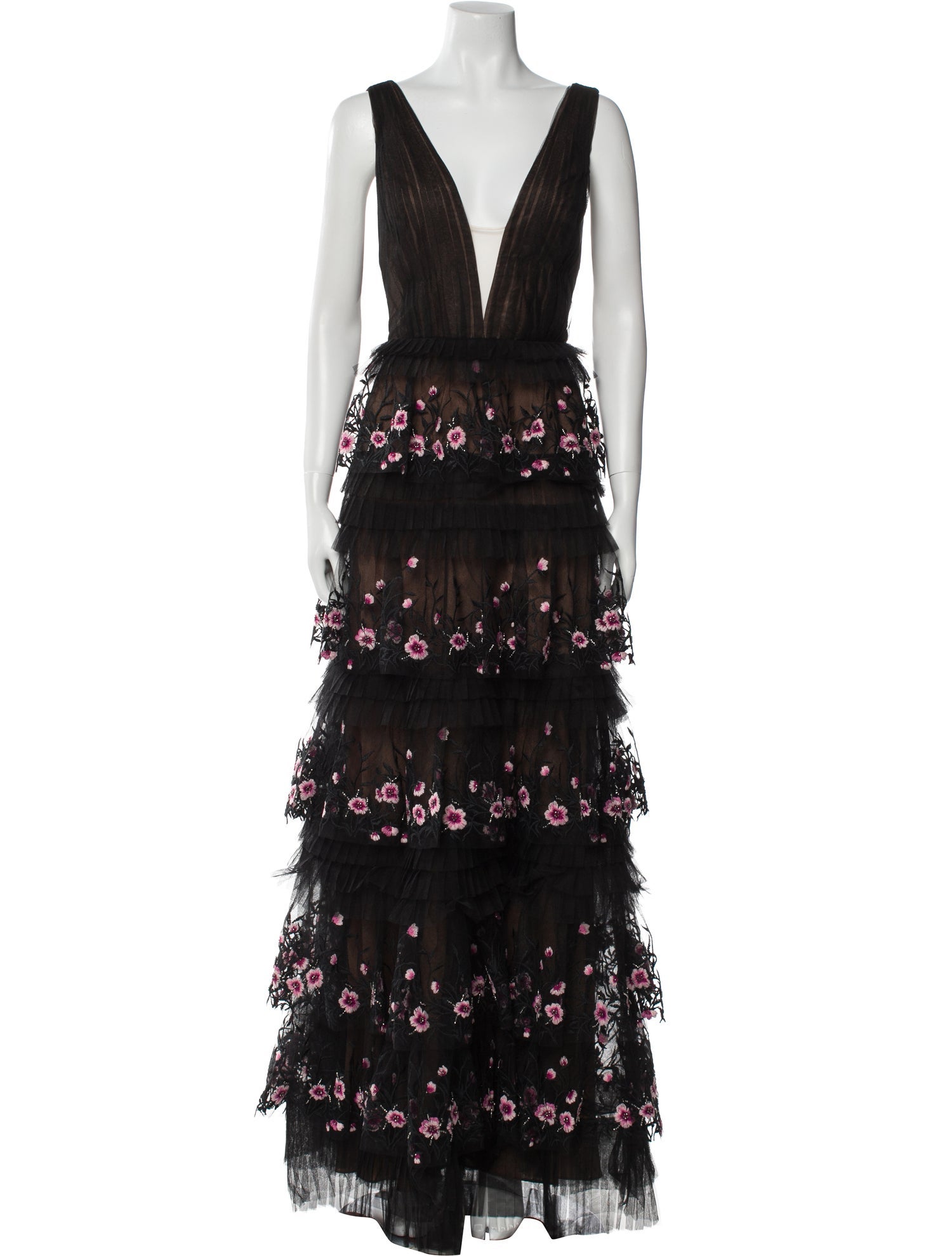 Marchesa Notte Lace Pattern Long Dress w/ Tags