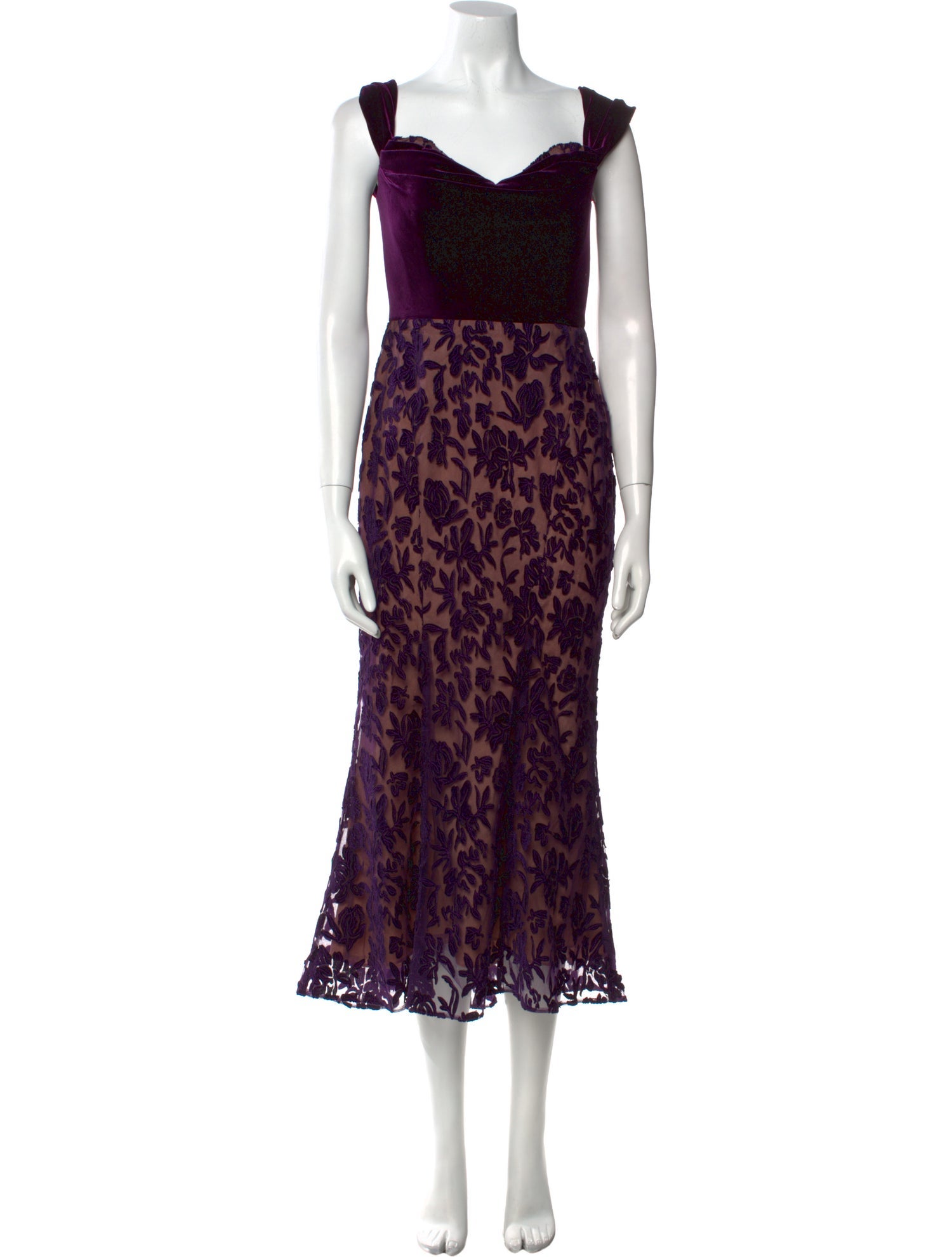 Marchesa Notte Lace Pattern Midi Length Dress w/ Tags