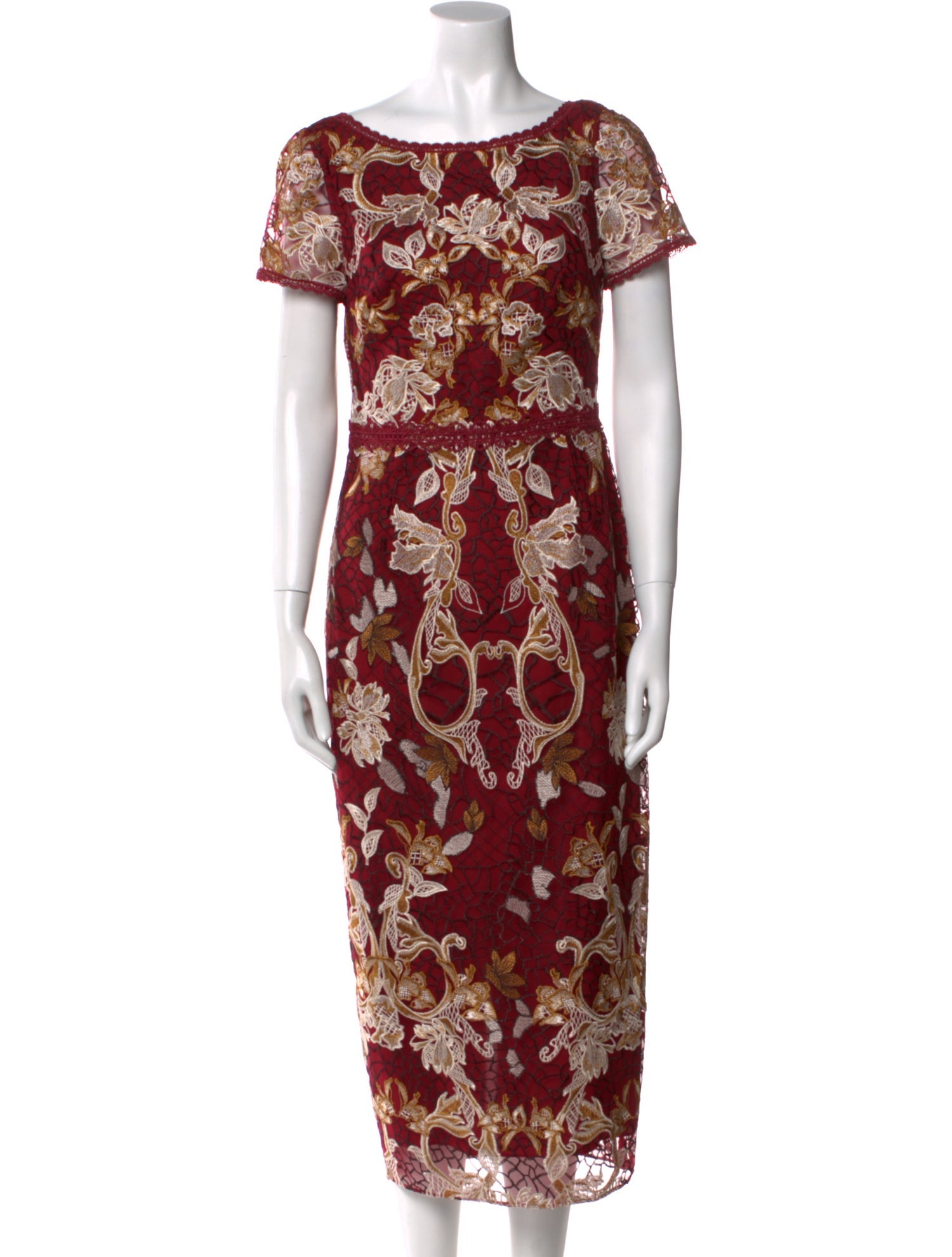 Marchesa Notte Floral Print Midi Length Dress