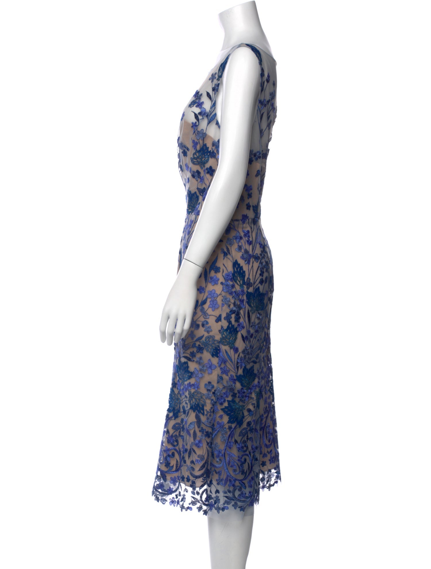 Marchesa Notte Floral Print Midi Length Dress