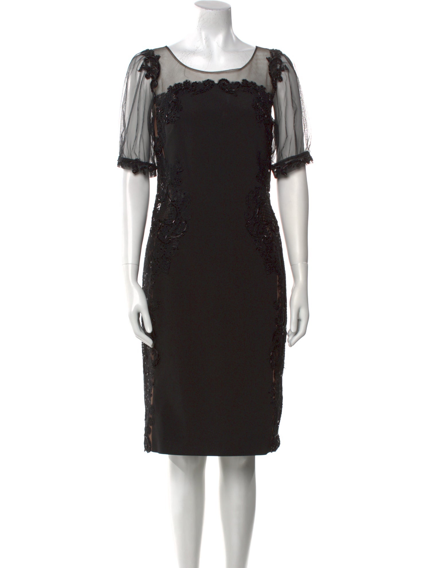 Marchesa Notte Bateau Neckline Knee-Length Dress