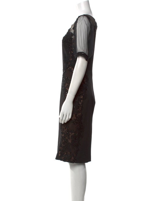 Marchesa Notte Bateau Neckline Knee-Length Dress